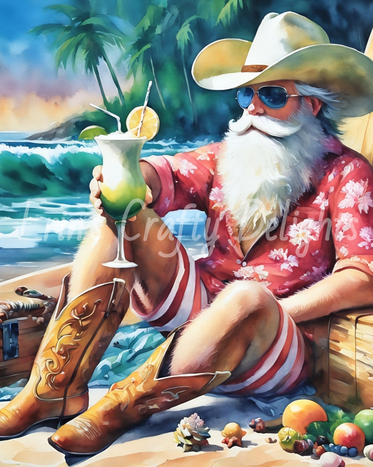 Beach Cowboy Santa & Surf Board 10
