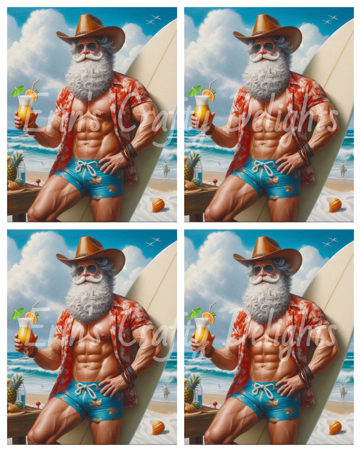 Beach Cowboy Santa & Surf Board 11