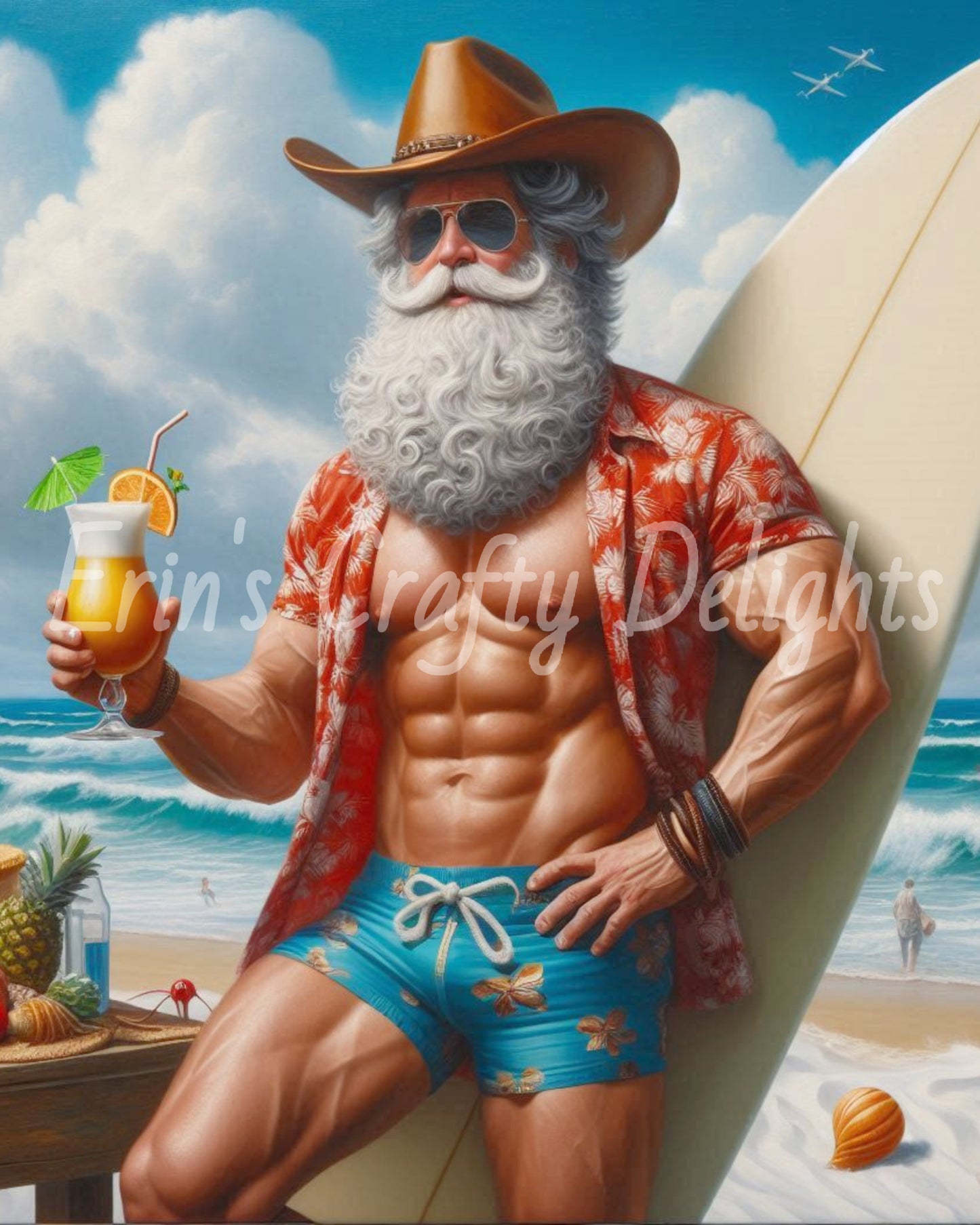 Beach Cowboy Santa & Surf Board 11