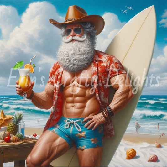 Beach Cowboy Santa & Surf Board 11