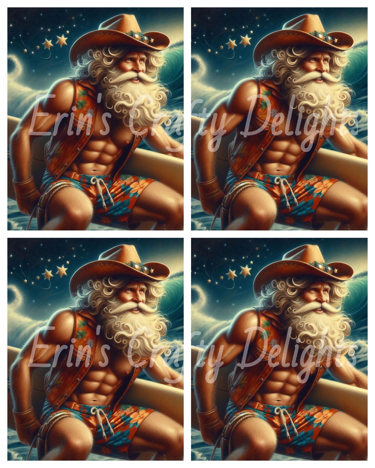 Beach Cowboy Santa & Surf Board 1
