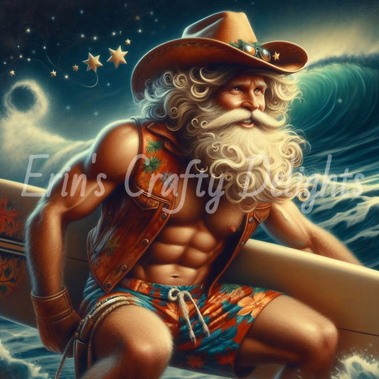 Beach Cowboy Santa & Surf Board 1