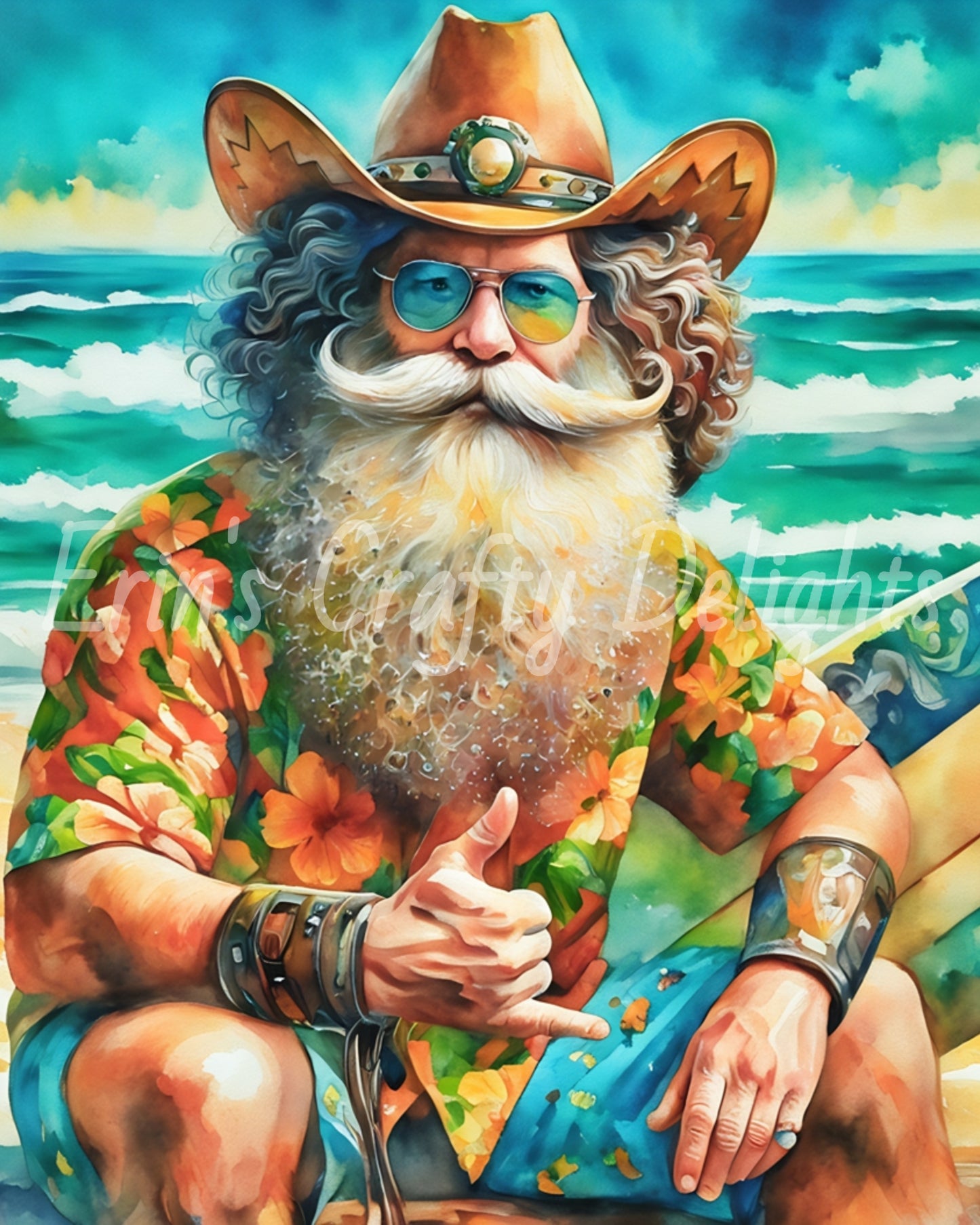 Beach Cowboy Santa & Surf Board 2