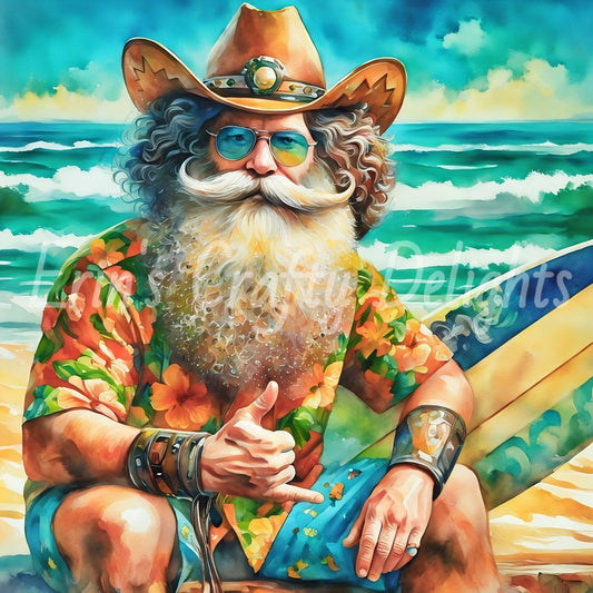 Beach Cowboy Santa & Surf Board 2