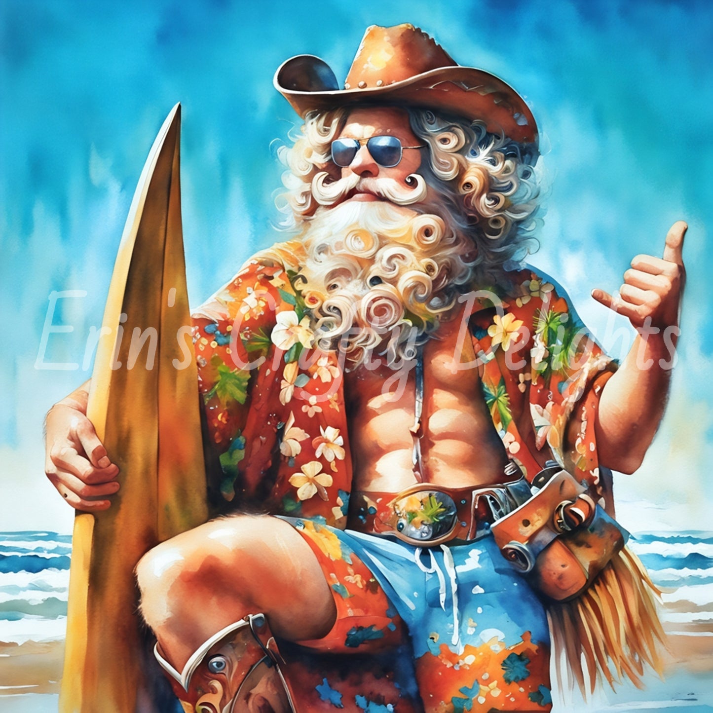 Beach Cowboy Santa & Surf Board 5