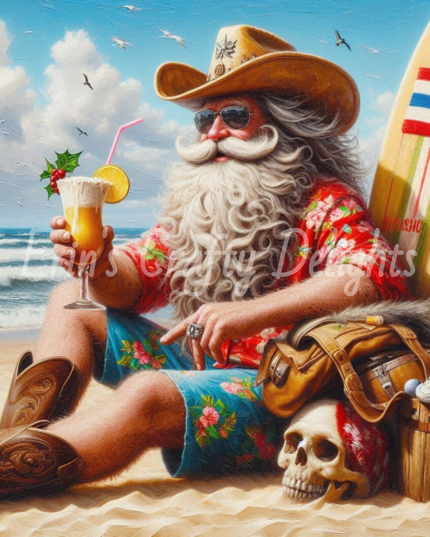 Beach Cowboy Santa & Surf Board 6