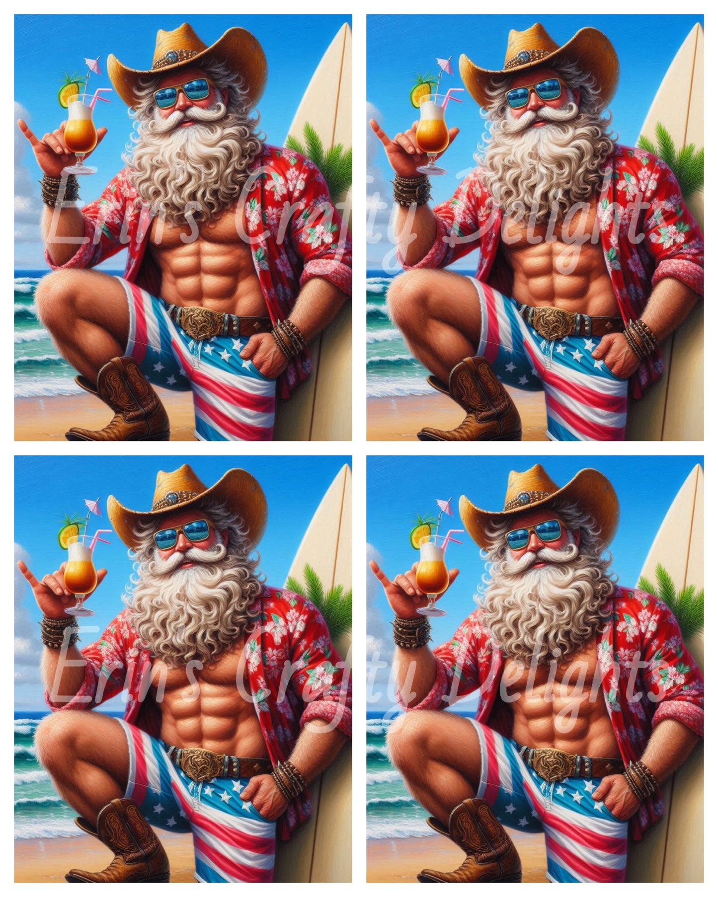 Beach Cowboy Santa & Surf Board 7