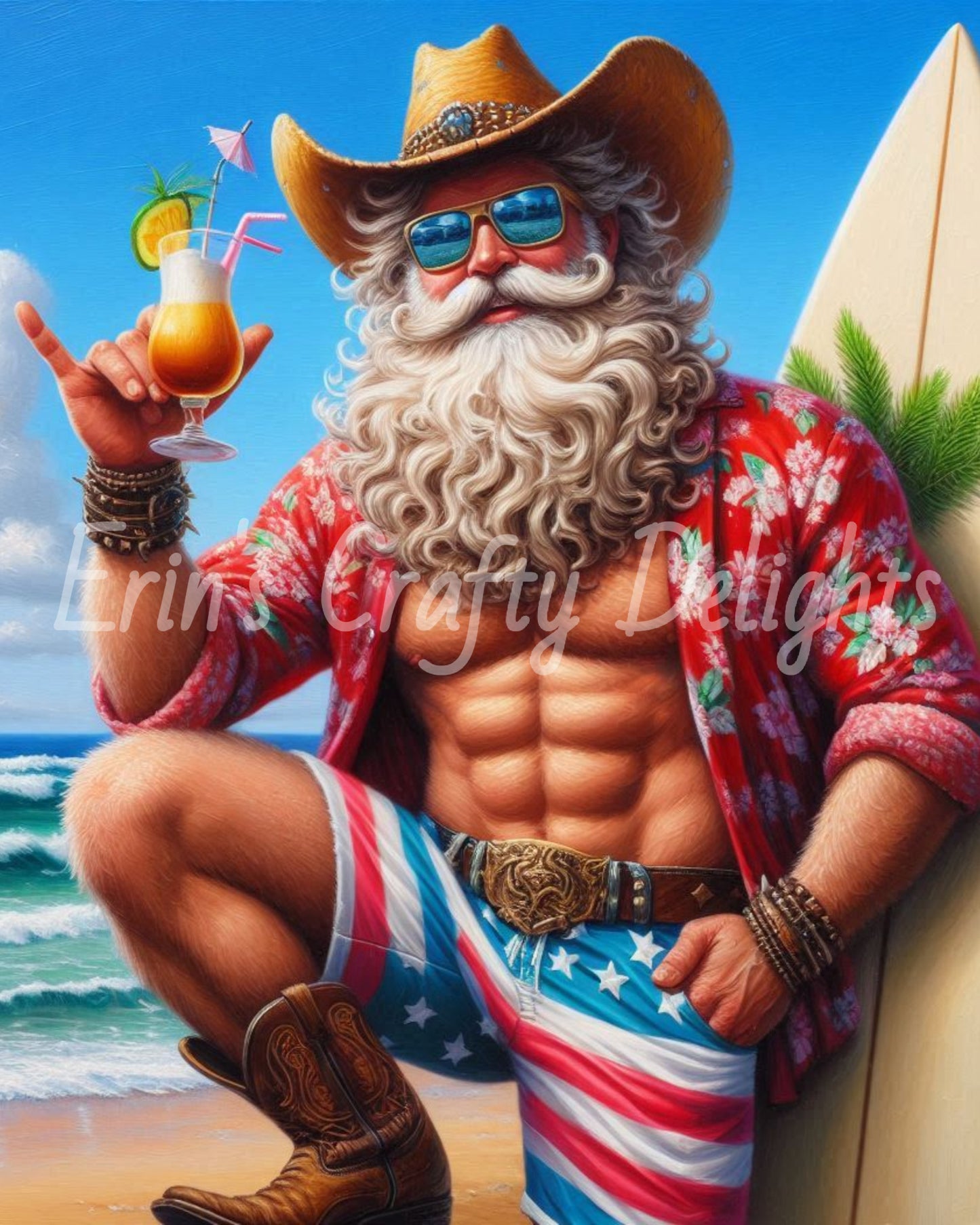 Beach Cowboy Santa & Surf Board 7