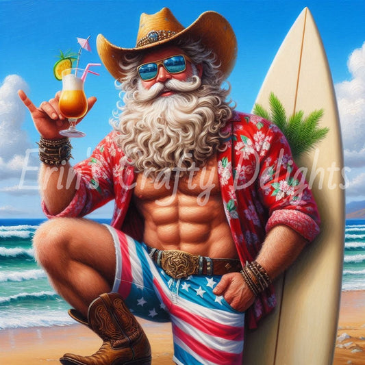 Beach Cowboy Santa & Surf Board 7