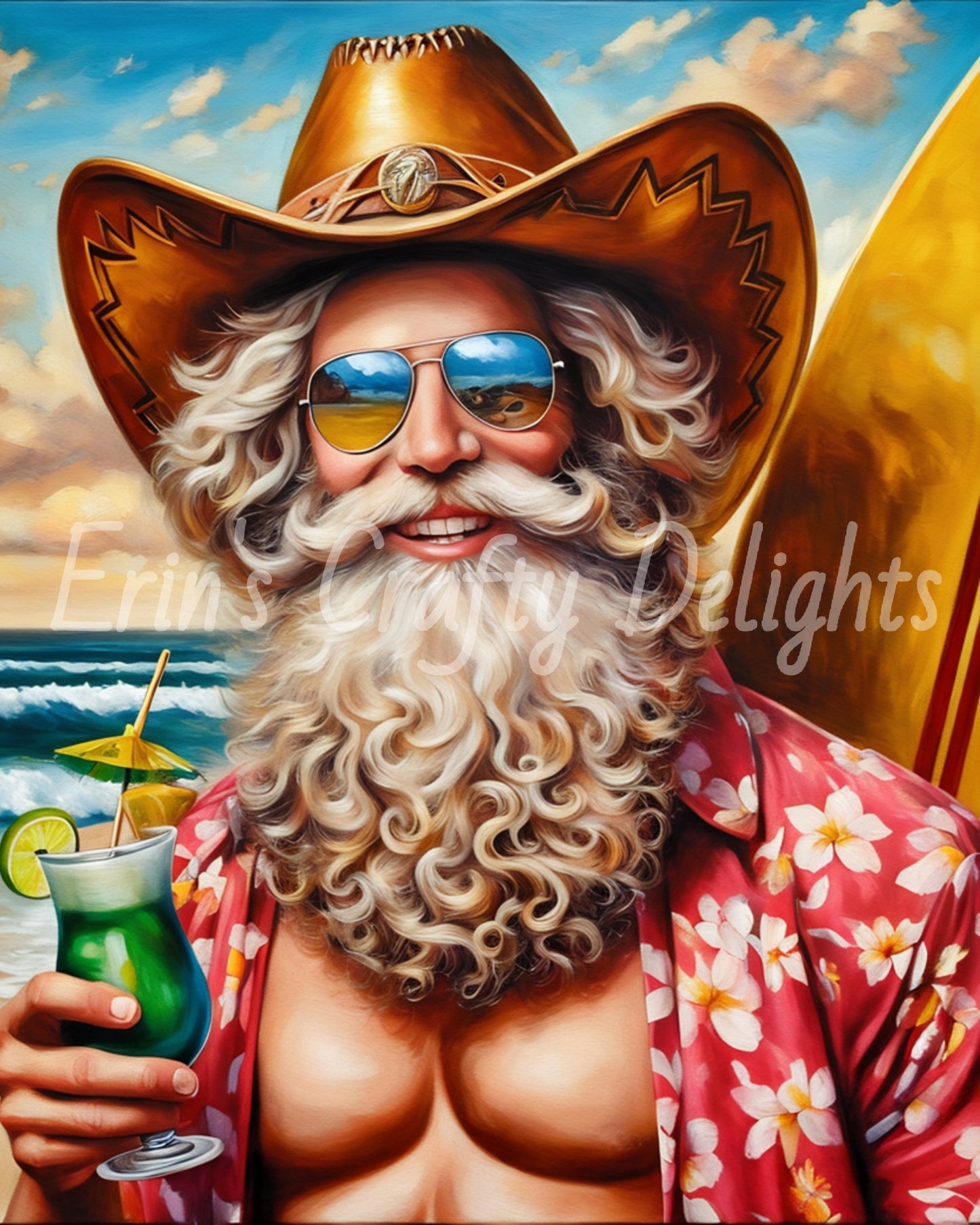 Beach Cowboy Santa & Surf Board 8