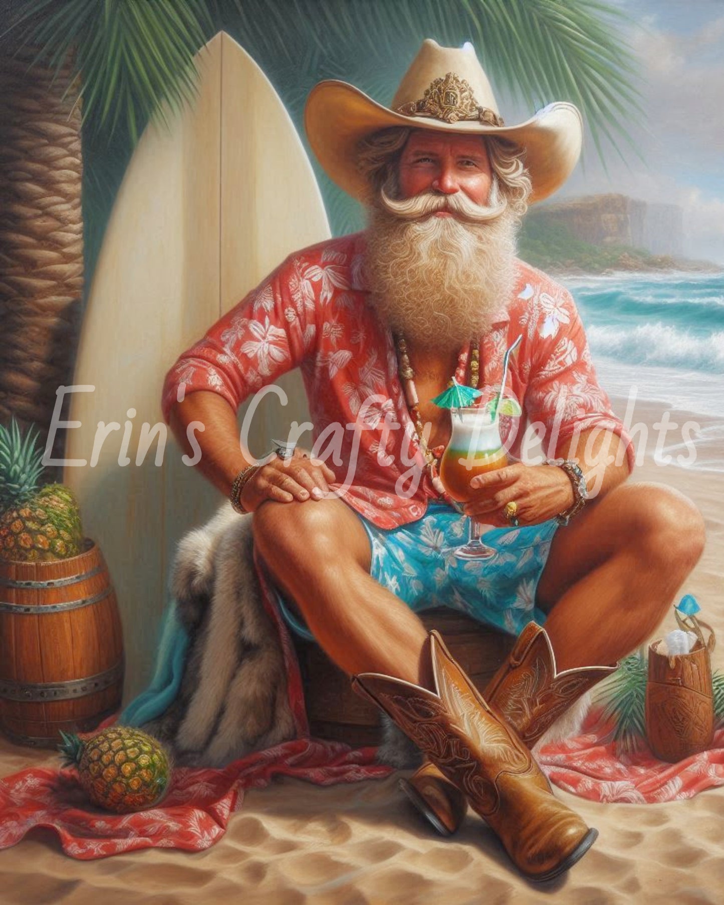 Beach Cowboy Santa & Surf Board 9