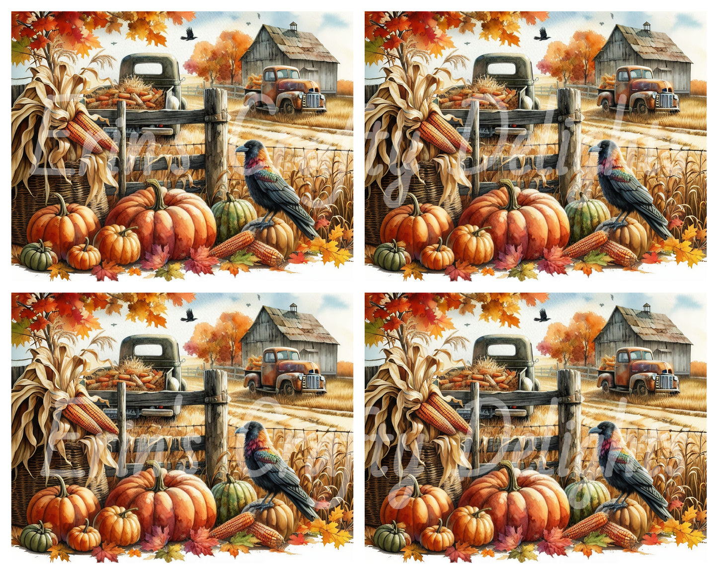 11 MS Crow, Pumpkins & Truck Mix Size Downloadable Printable Set