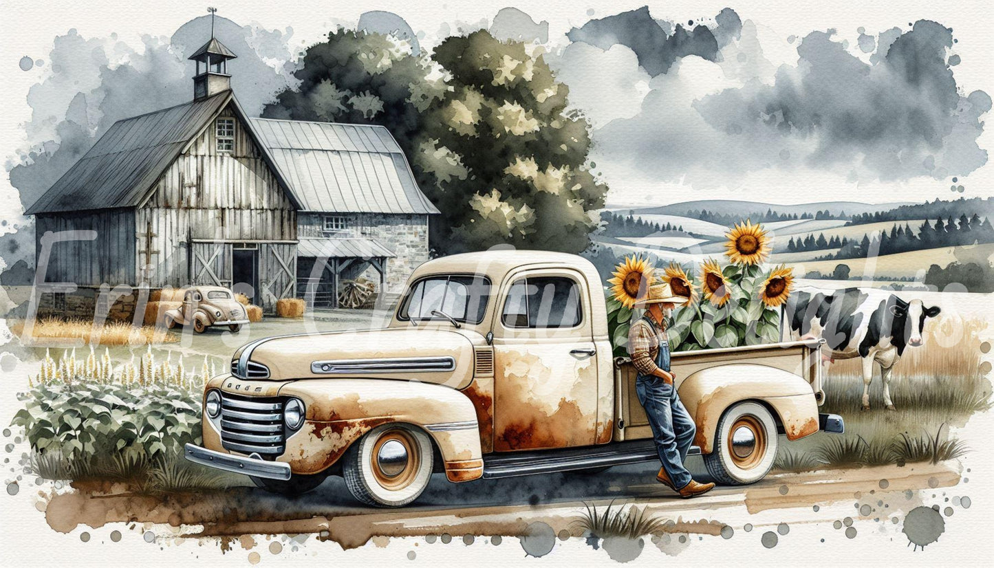 Old Farm Trucks Set 2