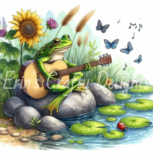 Frog Playing Guitar Beside Pond 3