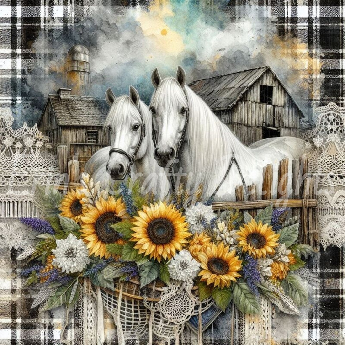 Gray and Black Tartan Horses 1