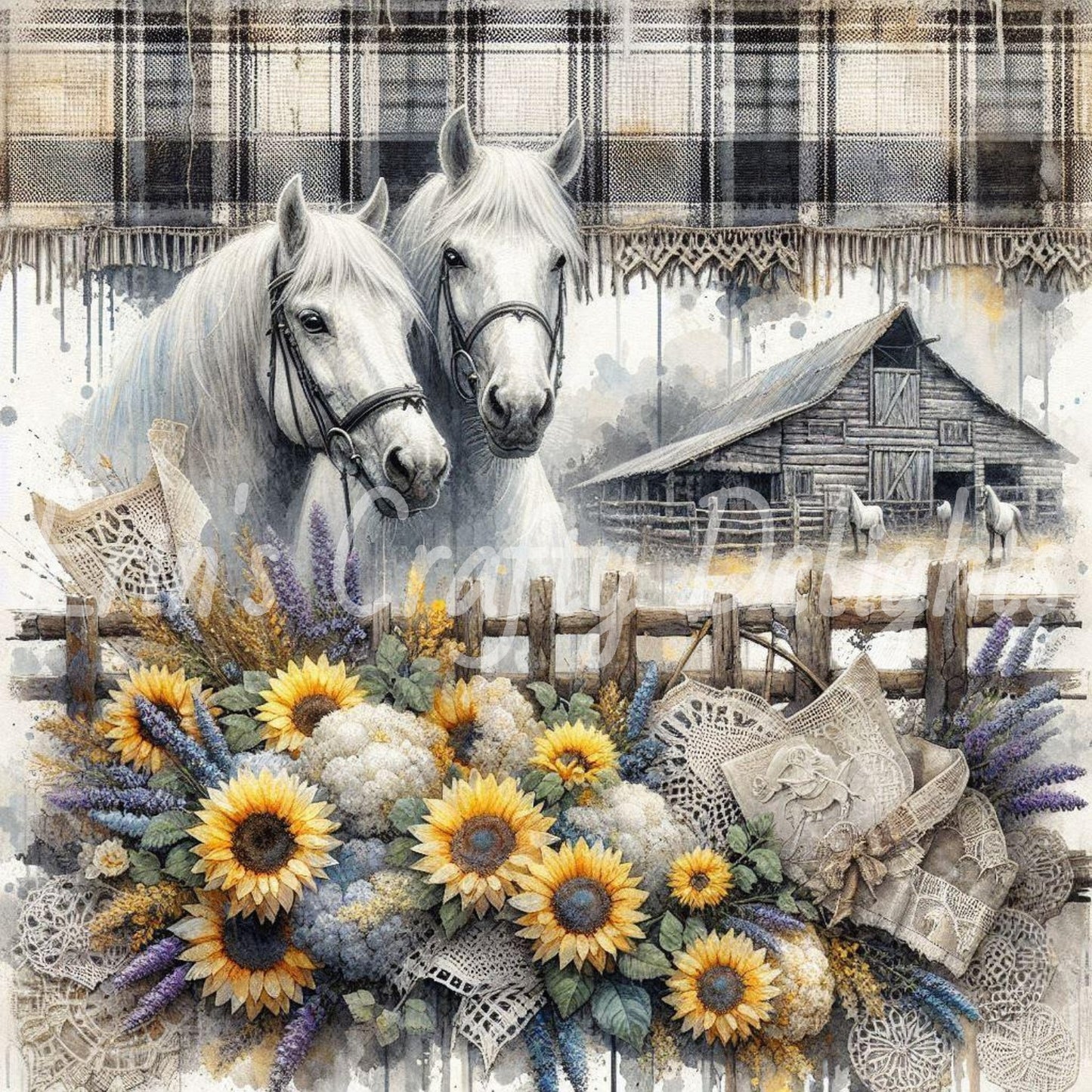 Gray and Black Tartan Horses 3