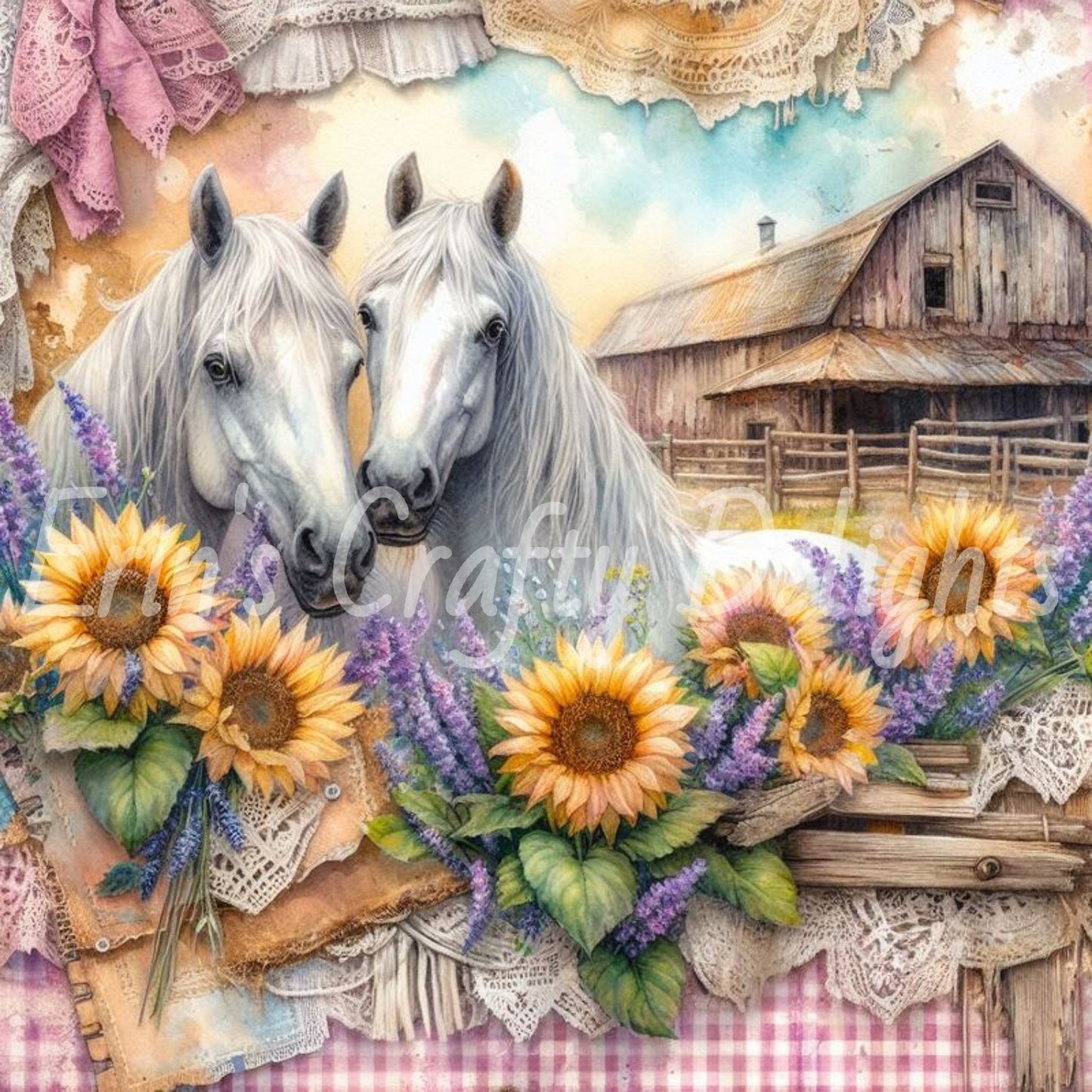 Pink Gingham Horses Set