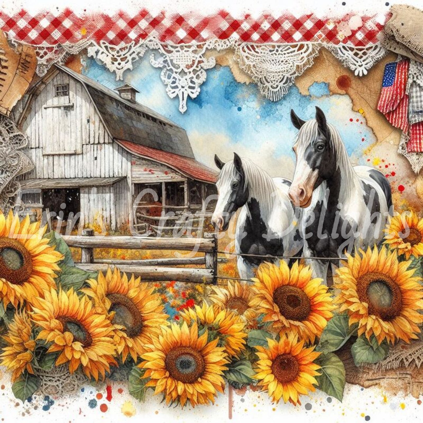 Red Gingham Horses Set 2