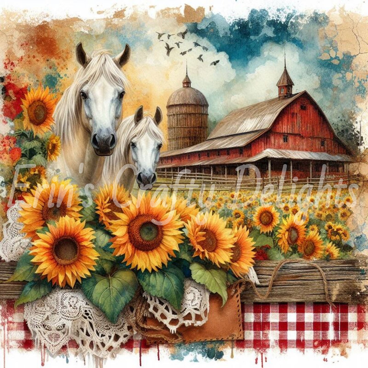 Red Gingham Horses Set 1