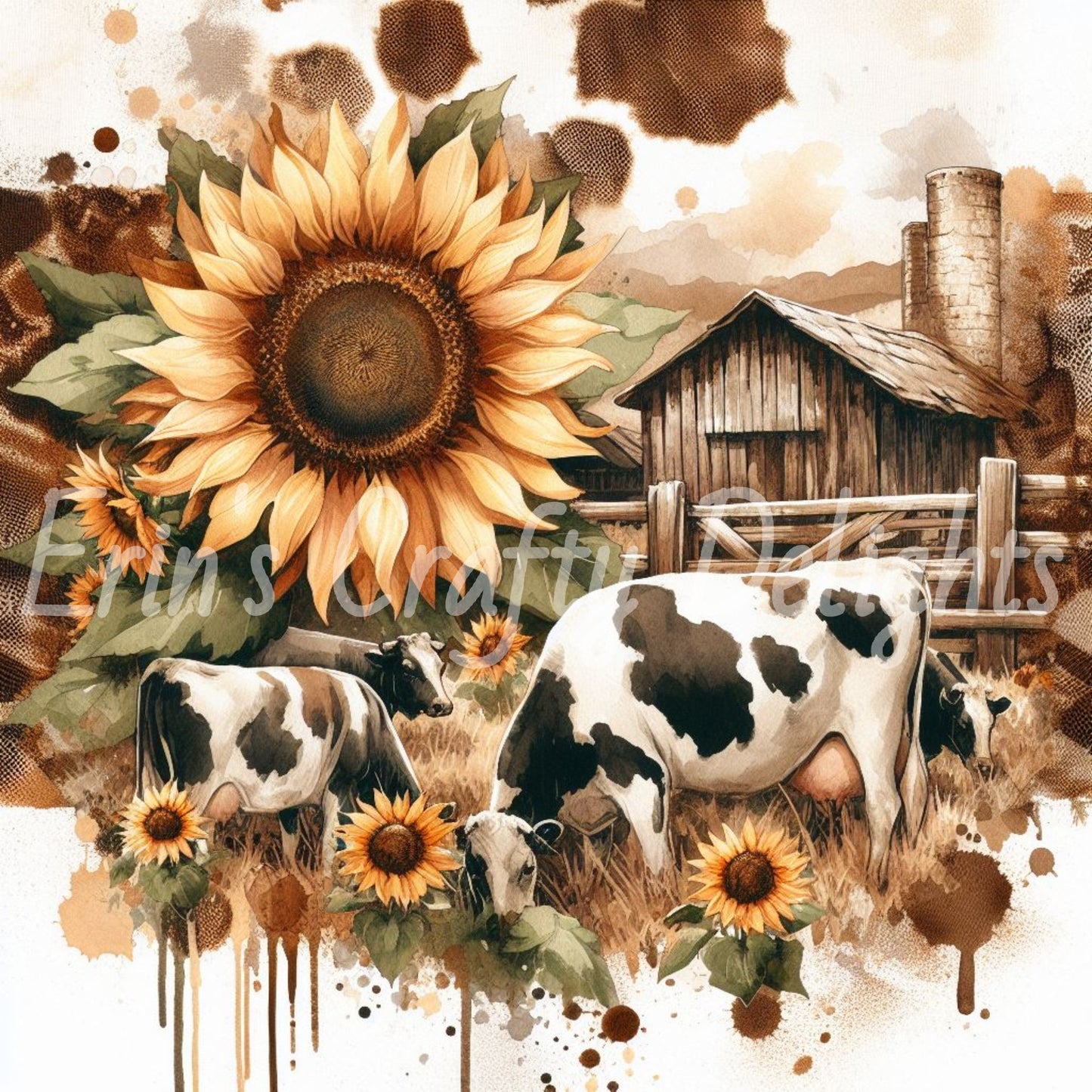 Sepia Holstein Cows Set 2