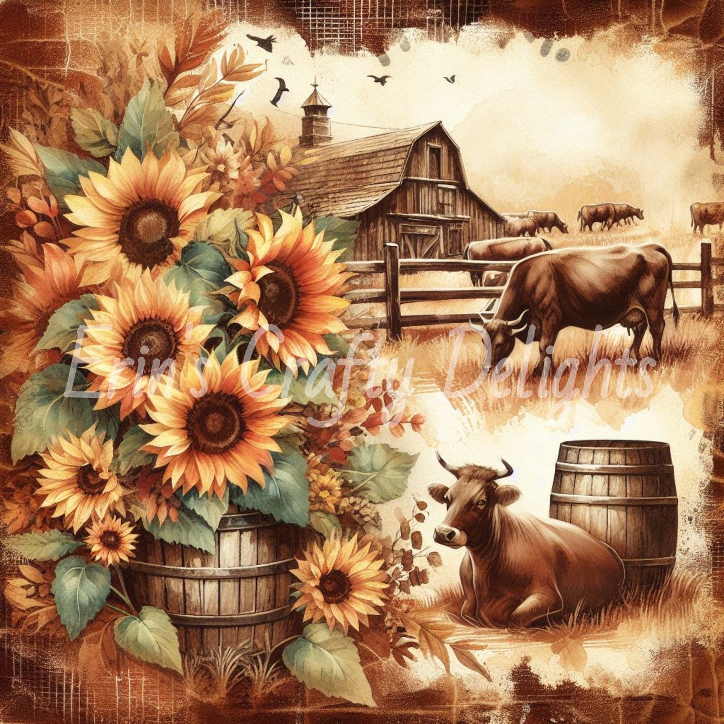 Sepia Holstein Cows Set 2