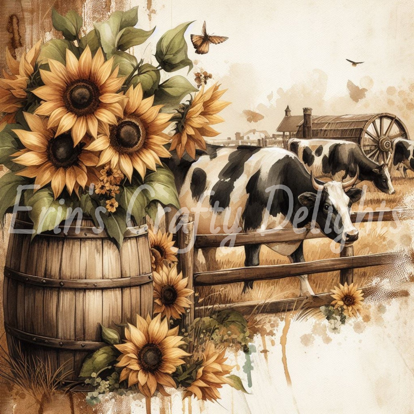 Sepia Holstein Cows Set 2