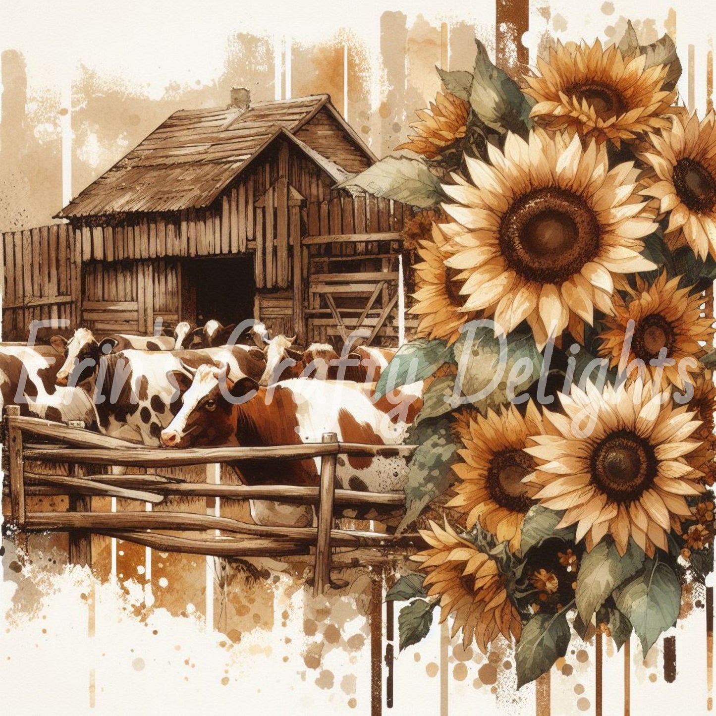 Sepia Holstein Cows Set 2
