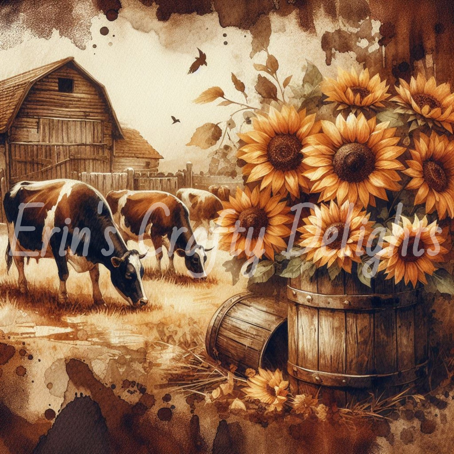 Sepia Holstein Cows Set 2