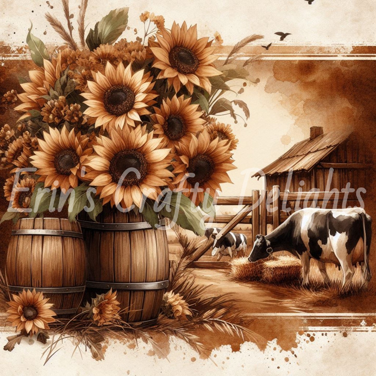 Sepia Holstein Cows Set 1