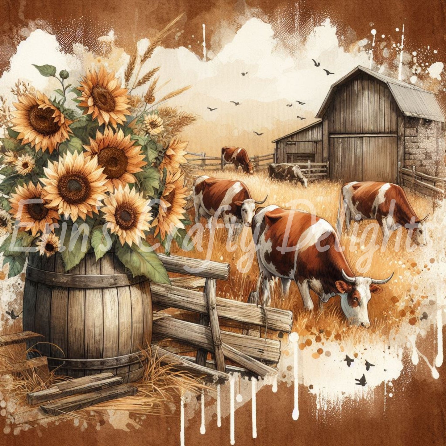 Sepia Holstein Cows Set 1