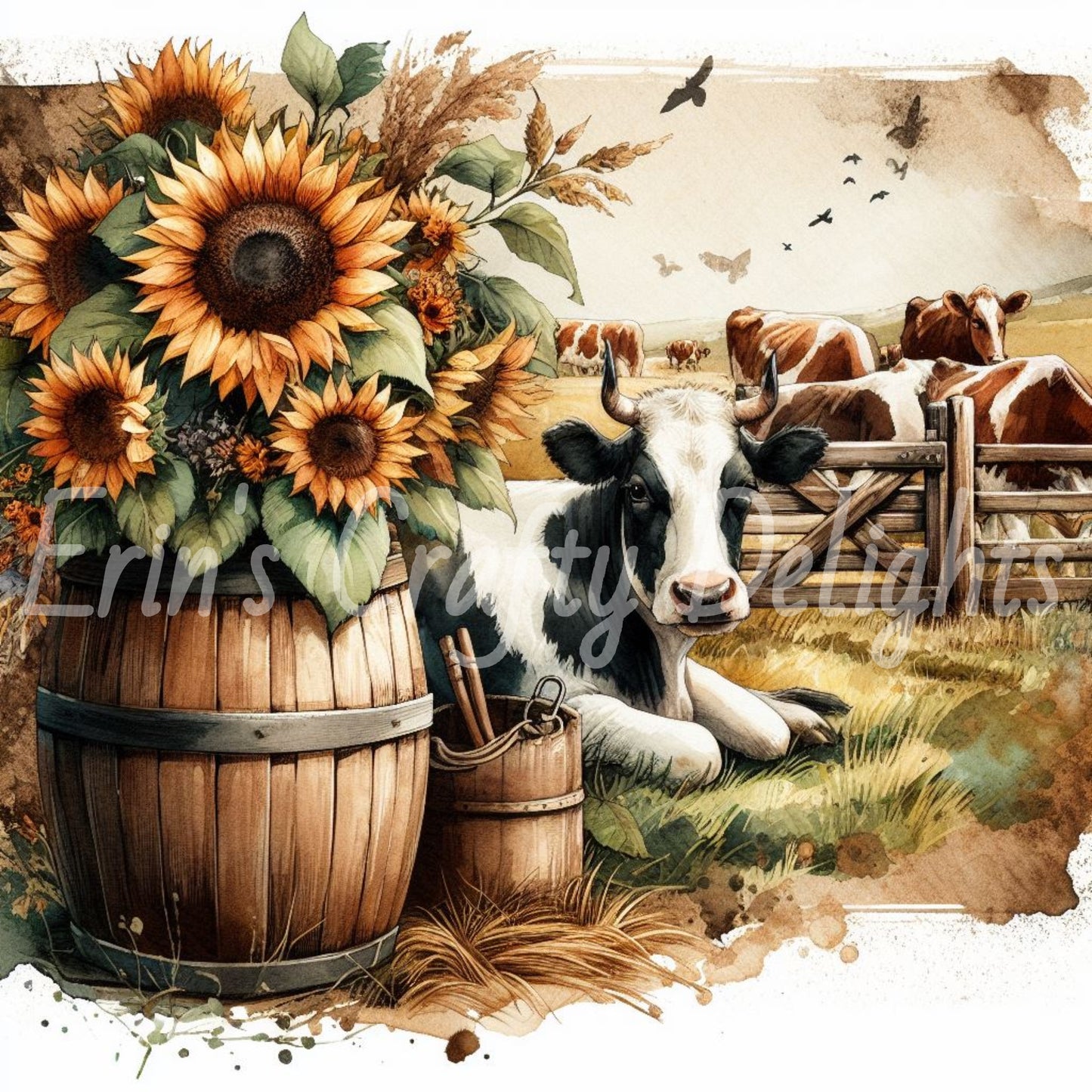 Sepia Holstein Cows Set 1