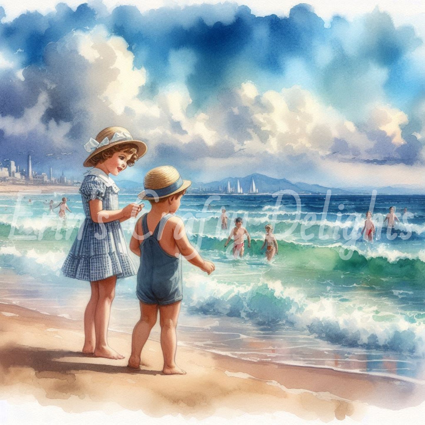 Sibling Beach Fun 1940s Set 2