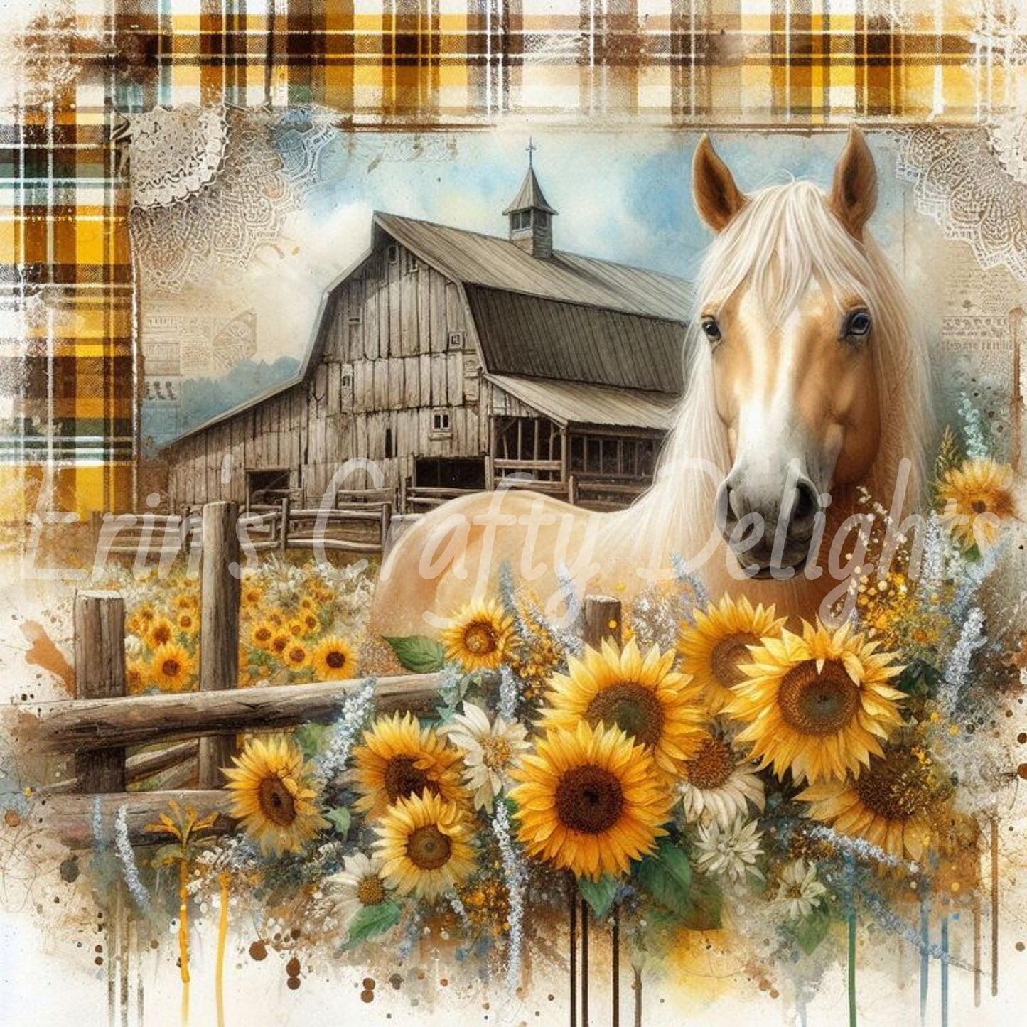 Yellow and Brown Tartan Horses