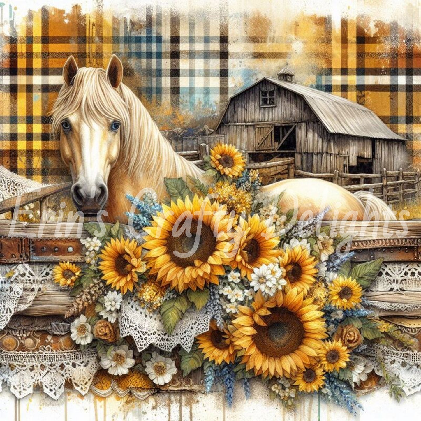 Yellow and Brown Tartan Horses Set