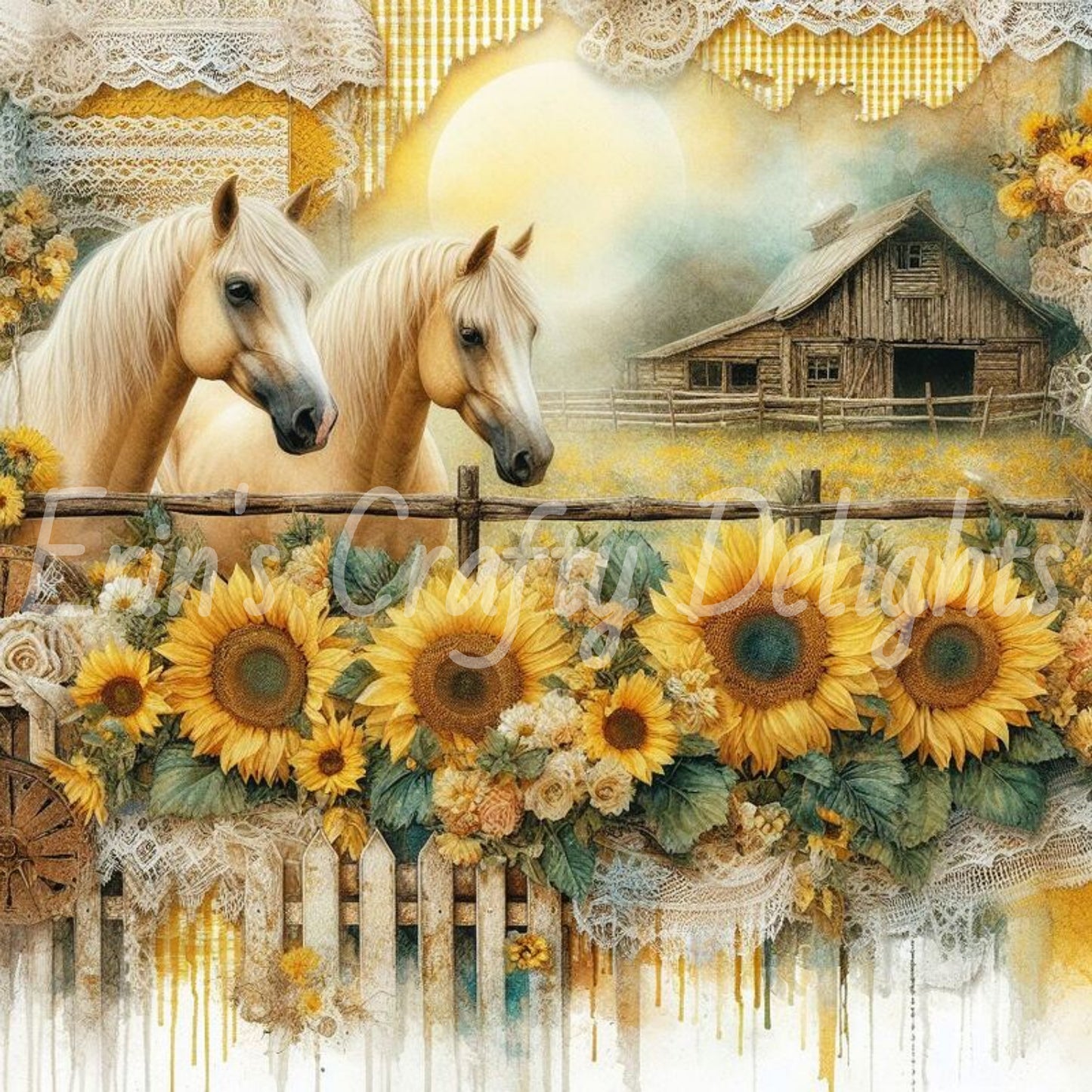 Yellow Gingham Horses 2