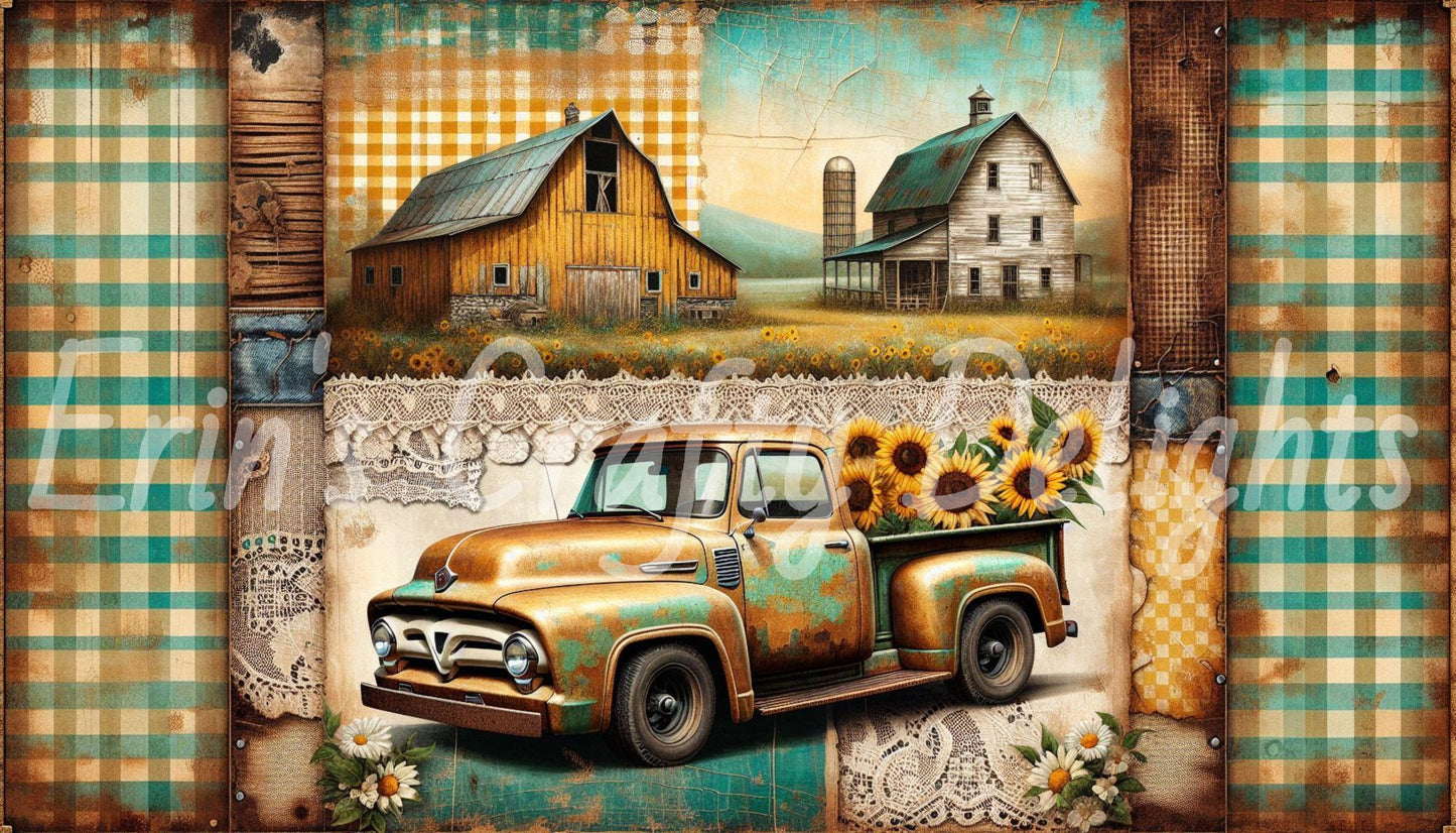 Yellow Gingham Truck Set 1