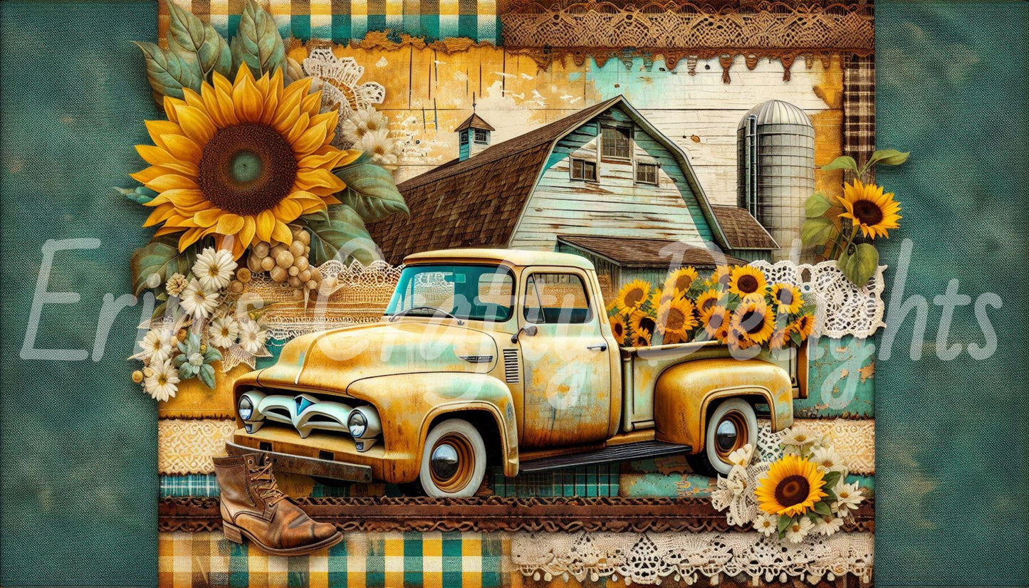 Yellow Gingham Truck Set 1