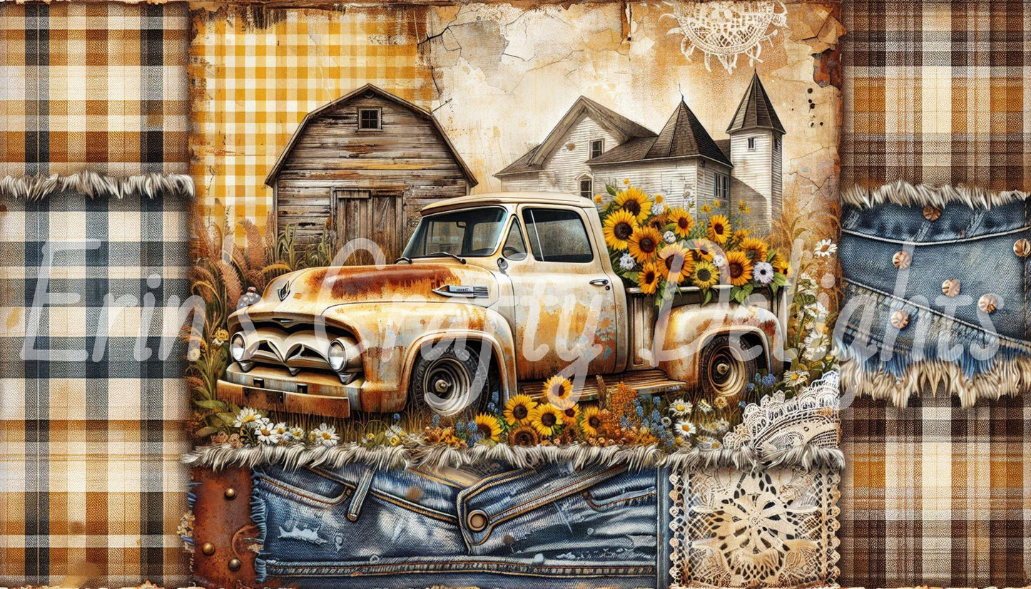 Yellow Gingham Trucks Set 2