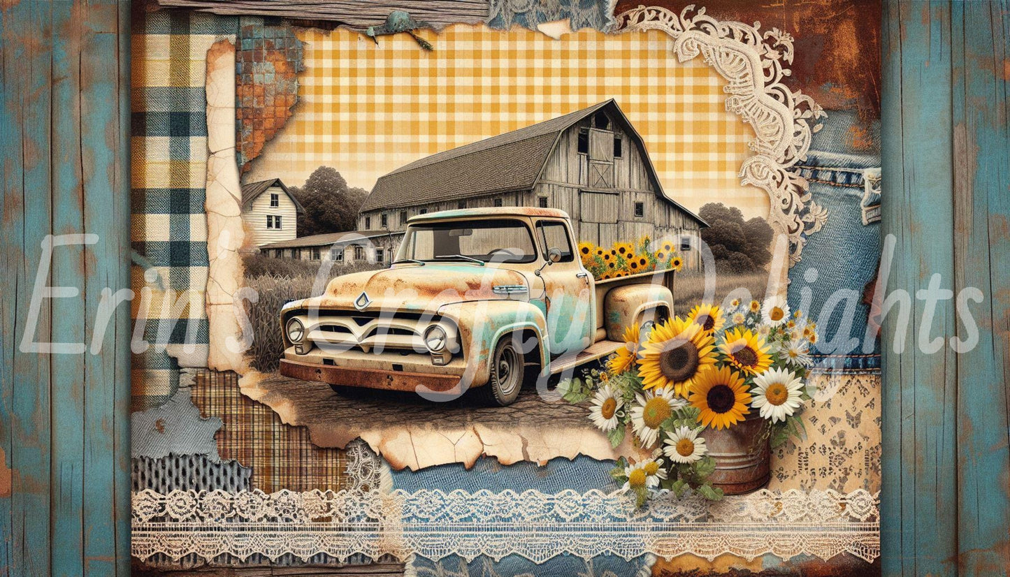 Yellow Gingham Trucks Set 2