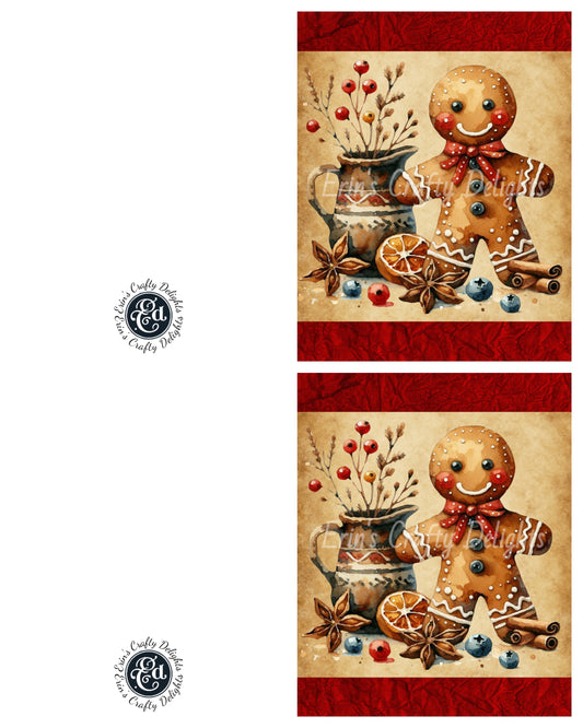 1 Rustic Gingerbread Man Christmas Card