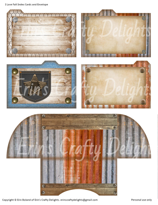 I Love Fall on the Farm JJ Index Cards & Envelope