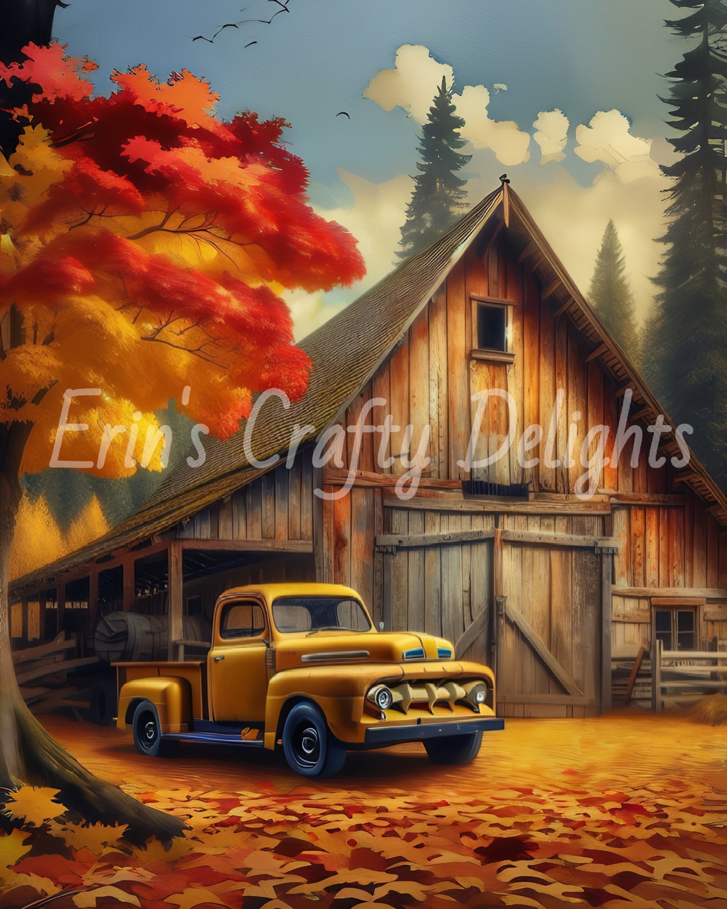 Autumn Yellow Truck Blank