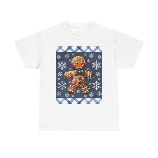 Snowy Gingerbread Man Unisex Heavy Cotton Tee