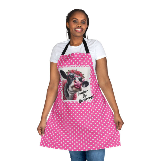 Apron, Pucker Up Buttercup! Dressed up Holstein Cow Design