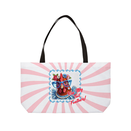 Tote Bag - Kiss My Tail Feathers! Dressed Up Red Hen Swirl Design