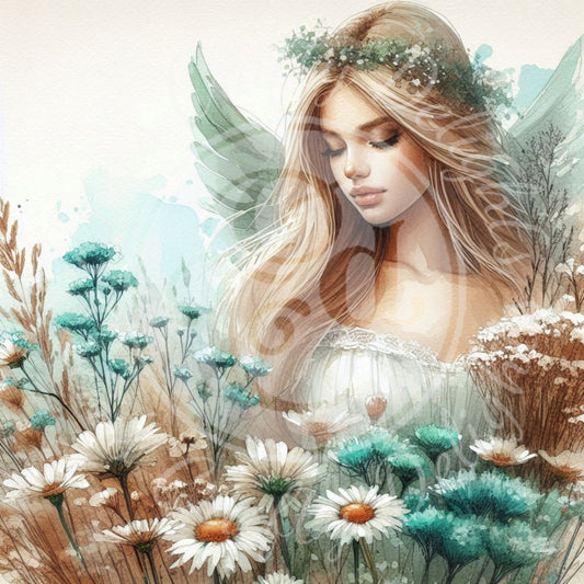 11 Sq Rustic Angel Woman 8x8 Printable