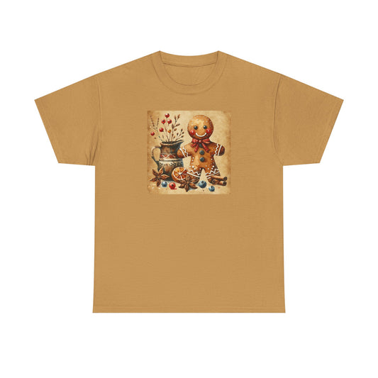 Rustic Gingerbread Man Unisex Heavy Cotton Tee