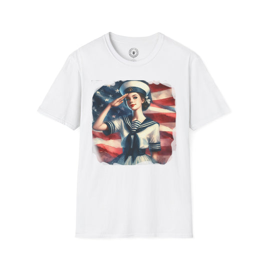 Vintage Sailor Girl Patriotic T-Shirt