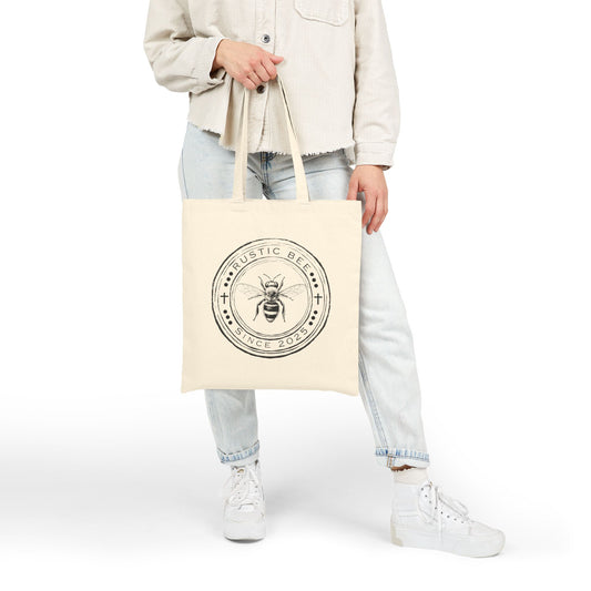 Rustic Bee Cotton Canvas Tote Bag, Eco-Friendly Shopper, Bee Lover Gift, Grocery Bag, Sustainable Tote