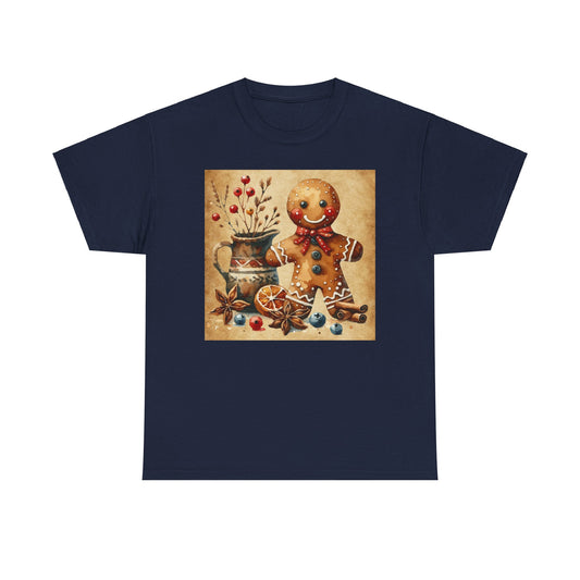 Rustic Gingerbread Man Unisex Heavy Cotton Tee